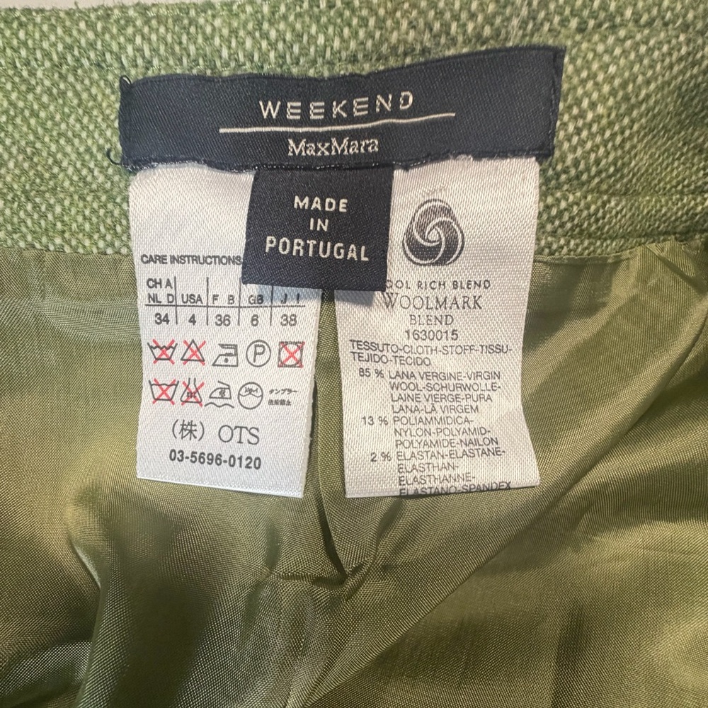 Vintage Weekend MaxMara Olive Green Pencil Skirt with Pleated Hem - Picture 5 of 5
